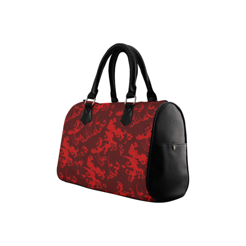Awesome Japanese Sunset - Japanese Wave Red Ruby Leather Boston Handbag (Model 1621)