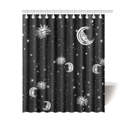 Mystic Stars, Moon and Sun Shower Curtain 60"x72"