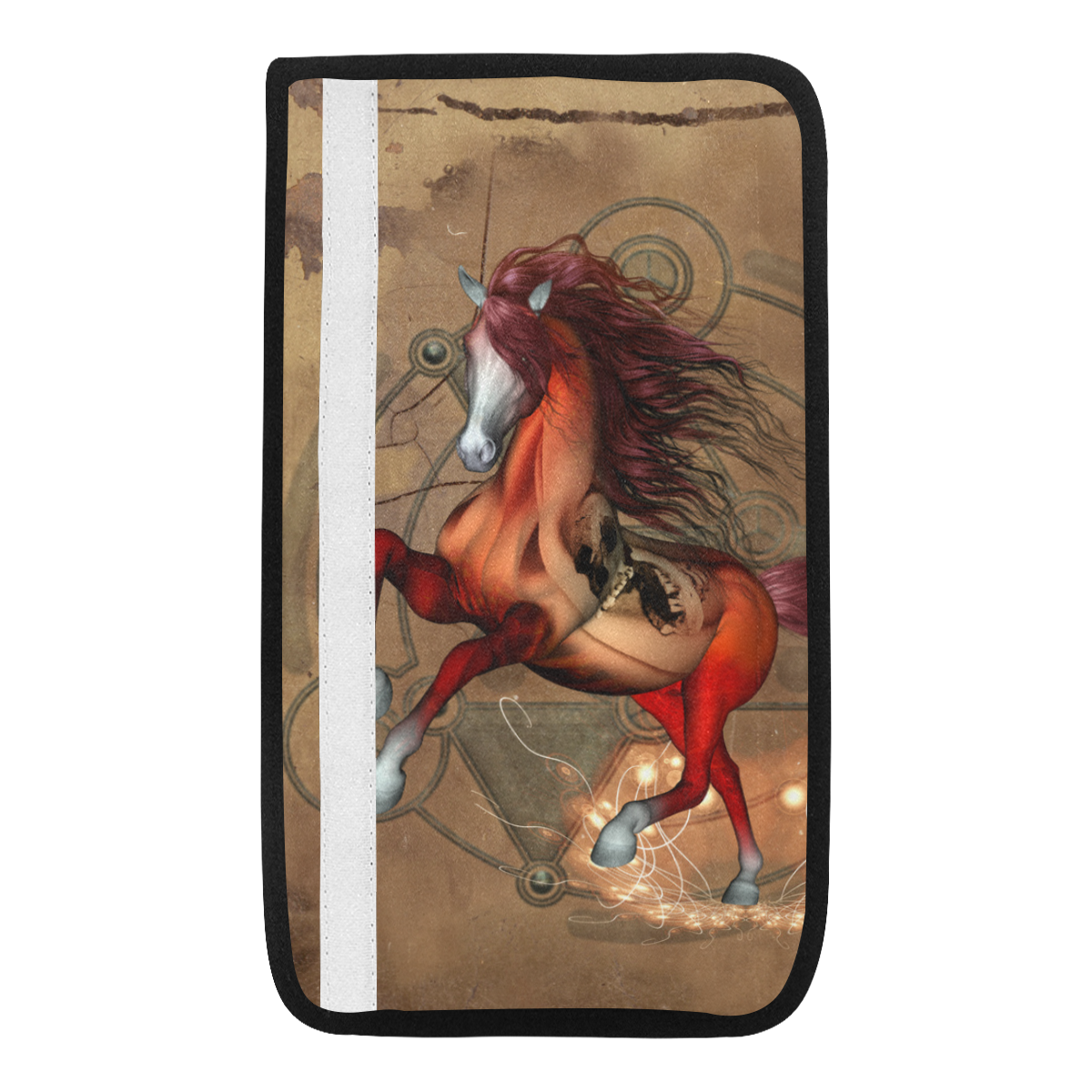 Wonderful horse with skull, red colors Car Seat Belt Cover 7''x12.6''