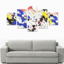 Blue and Red Paint Splatter Canvas Print Sets B (No Frame)