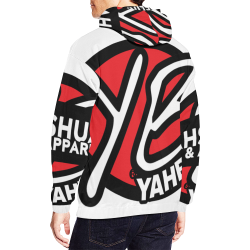 YahBoy Official Logo White All Over Print Hoodie for Men/Large Size (USA Size) (Model H13)