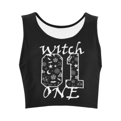 Witch One 1 Fun Goth Quote Women's Crop Top (Model T42)