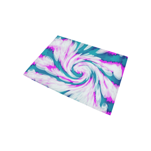 Turquoise Pink Tie Dye Swirl Abstract Area Rug 5'3''x4'