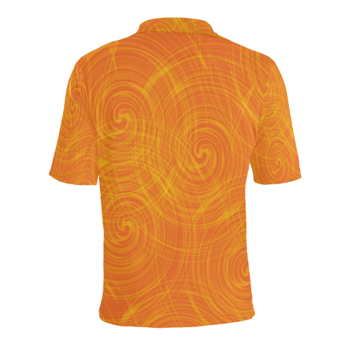 Orange & Yellow Spiral Men's All Over Print Polo Shirt (Model T55)