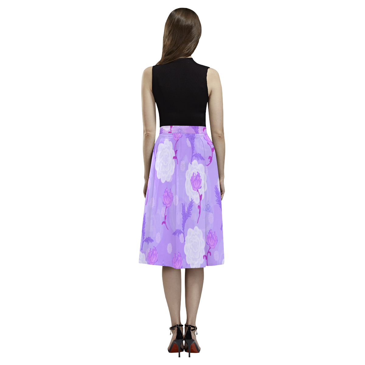 Lavender Floral Aoede Crepe Skirt (Model D16)