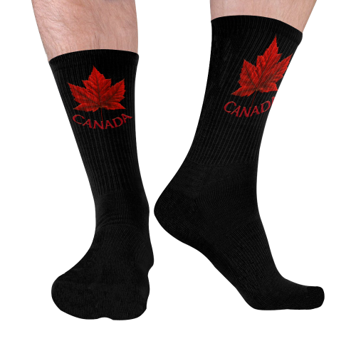 Canada Souvenir Socks Black Mid-Calf Socks (Black Sole)