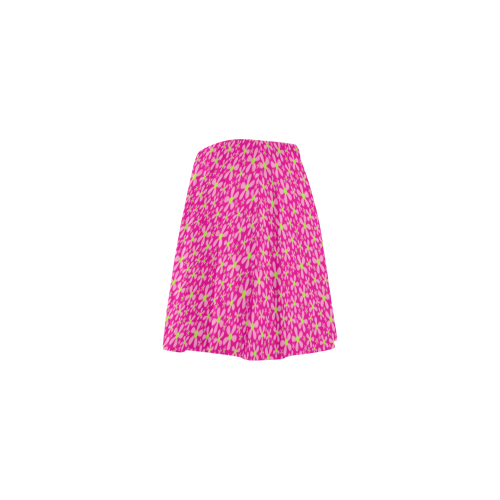 Petit fleur pattern on hot pink VAS2 Mini Skating Skirt (Model D36)