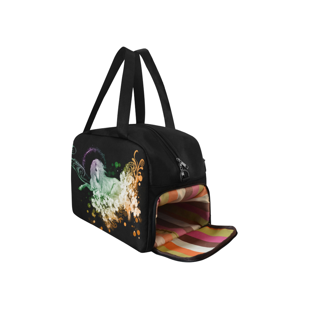 Beautiful unicorn with flowers, colorful Fitness Handbag (Model 1671)