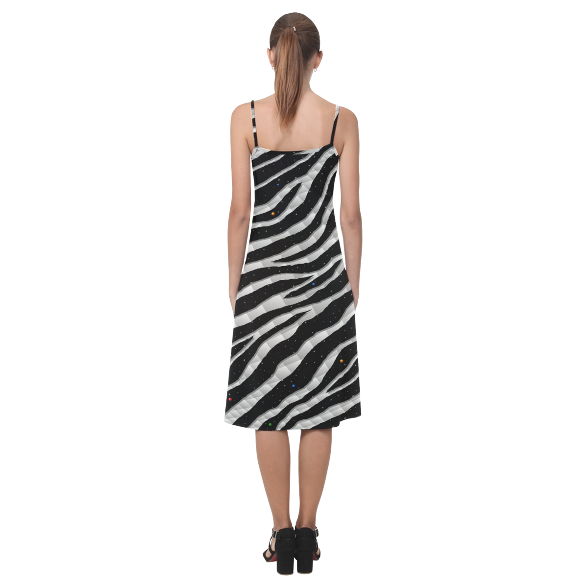 Ripped SpaceTime Stripes - White Alcestis Slip Dress (Model D05)