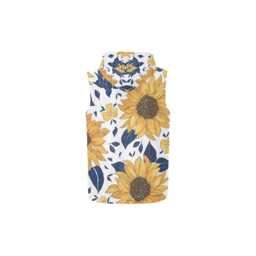 Sunflowers All Over Print Sleeveless Zip Up Hoodie for Kid (Model H16)