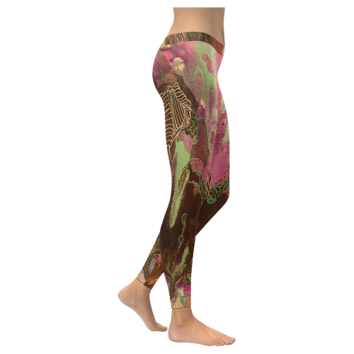 Pink Abstract Women's Low Rise Leggings (Invisible Stitch) (Model L05)