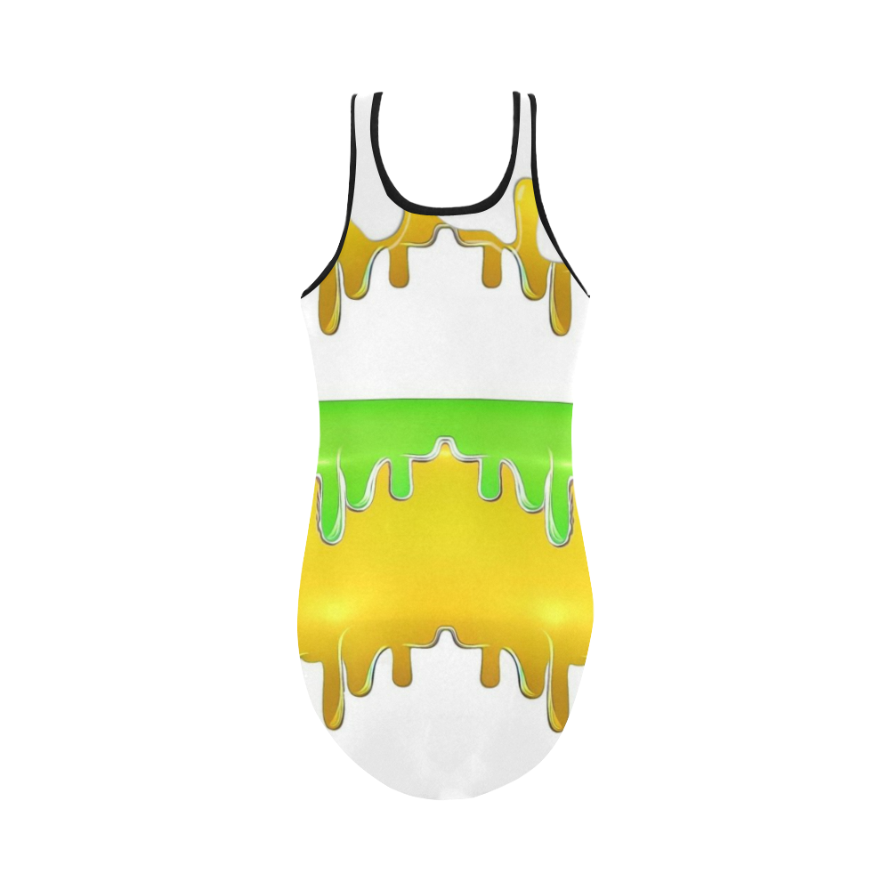 dripping paint in colors Vest One Piece Swimsuit (Model S04)