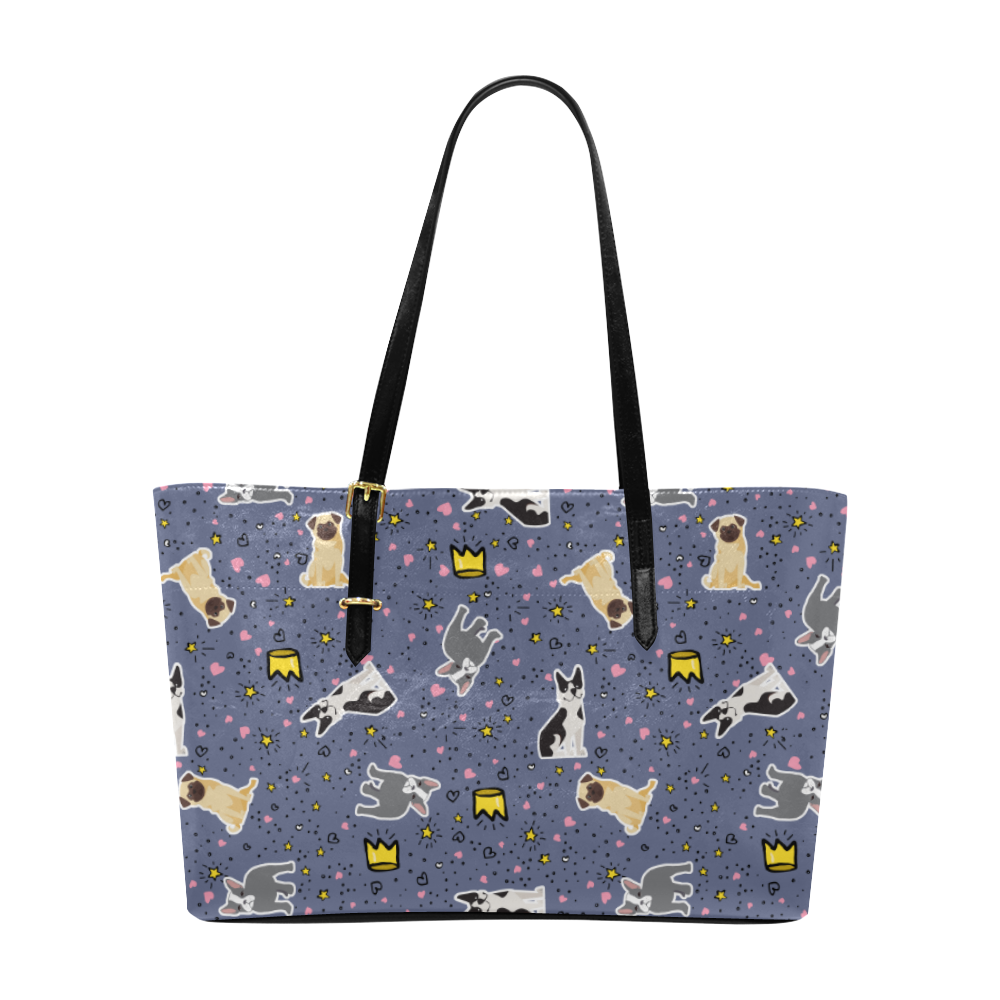 Pugs, French Bulldogs and Boston Terriers Euramerican Tote Bag Gray Euramerican Tote Bag/Large (Model 1656)