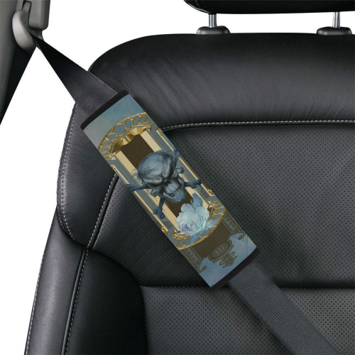 The blue skull with crow Car Seat Belt Cover 7''x8.5''