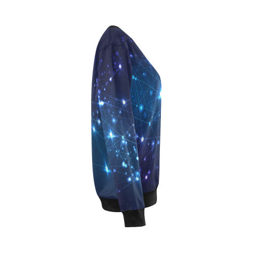 Twinkle Twinkle Little Blue Stars Cosmic Sky All Over Print Crewneck Sweatshirt for Women (Model H18)