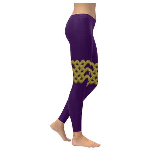 gold belt Women's Low Rise Leggings (Invisible Stitch) (Model L05)