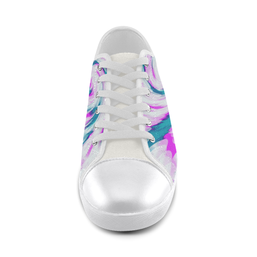 Turquoise Pink Tie Dye Swirl Abstract Canvas Shoes for Women/Large Size (Model 016)