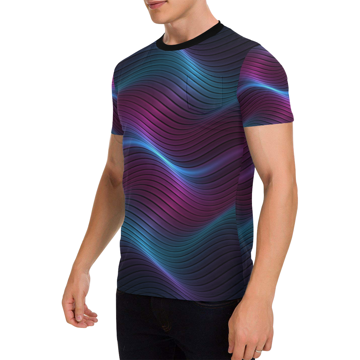 Wavy One Men's All Over Print T-Shirt with Chest Pocket (Model T56)