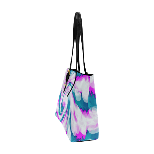 Turquoise Pink Tie Dye Swirl Abstract Euramerican Tote Bag/Large (Model 1656)