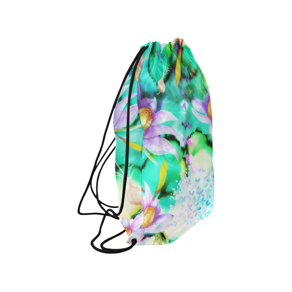 floral cvv Medium Drawstring Bag Model 1604 (Twin Sides) 13.8"(W) * 18.1"(H)