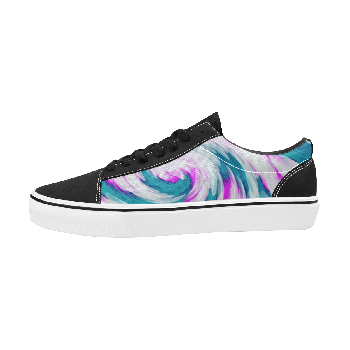 Turquoise Pink Tie Dye Swirl Abstract Women's Low Top Skateboarding Shoes/Large (Model E001-2)