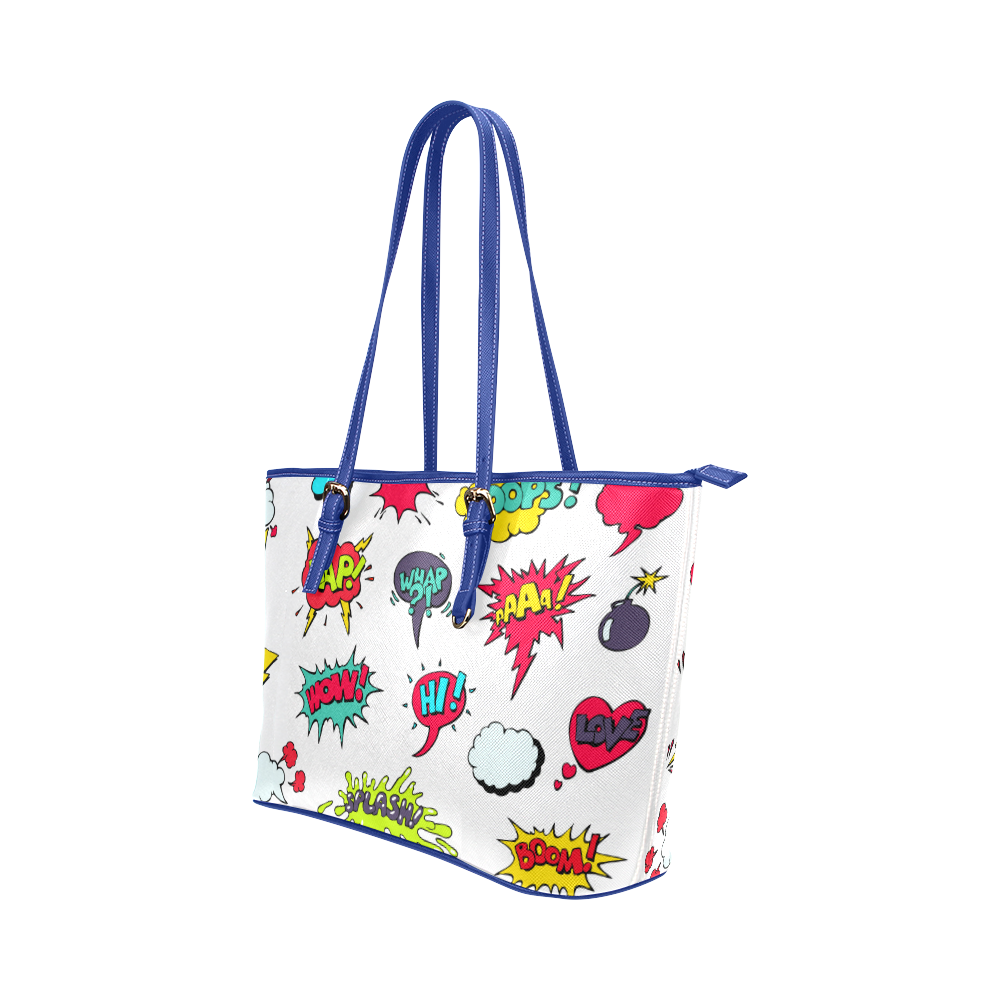 Fairlings Delight's Pop Art Collection- Comic Bubbles 53086q3 Leather Tote Bag/Small (Model 1651)