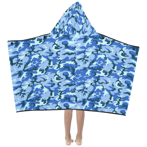 Woodland Blue Camouflage Kids' Hooded Bath Towels