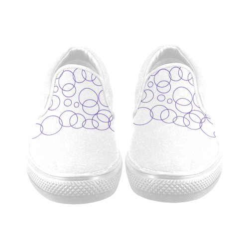 Blue design dots on white Women's Unusual Slip-on Canvas Shoes (Model 019)