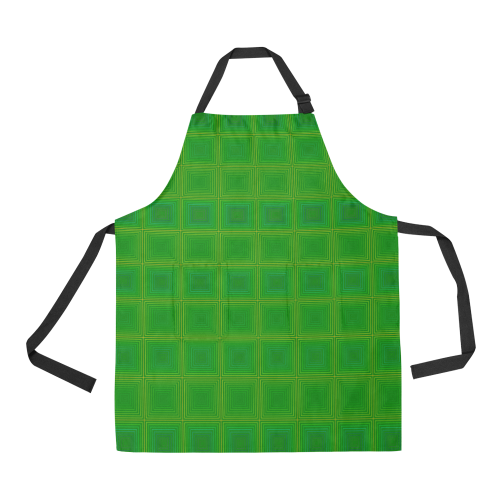 Green gold multicolored multiple squares All Over Print Apron