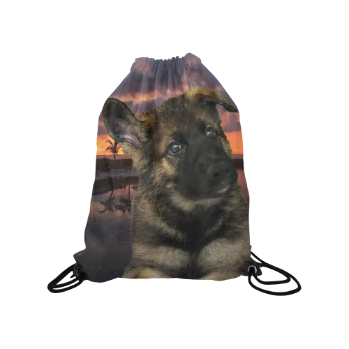 Dog German Shepherd Medium Drawstring Bag Model 1604 (Twin Sides) 13.8"(W) * 18.1"(H)