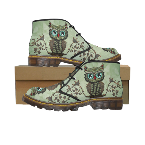 Wonderful owl, diamonds Men's Canvas Chukka Boots (Model 2402-1)