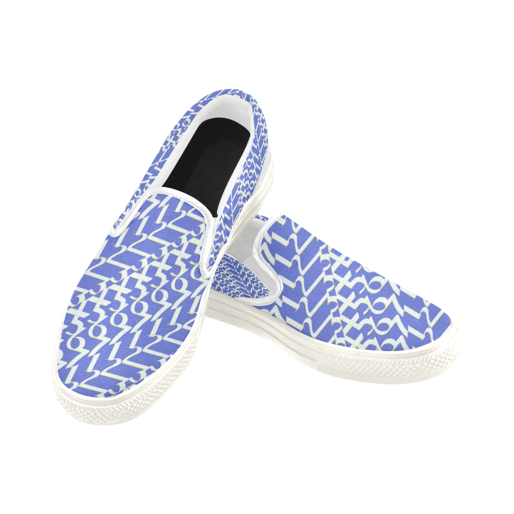 NUMBERS Collection 1234567 Sky Blue/White Men's Unusual Slip-on Canvas Shoes (Model 019)