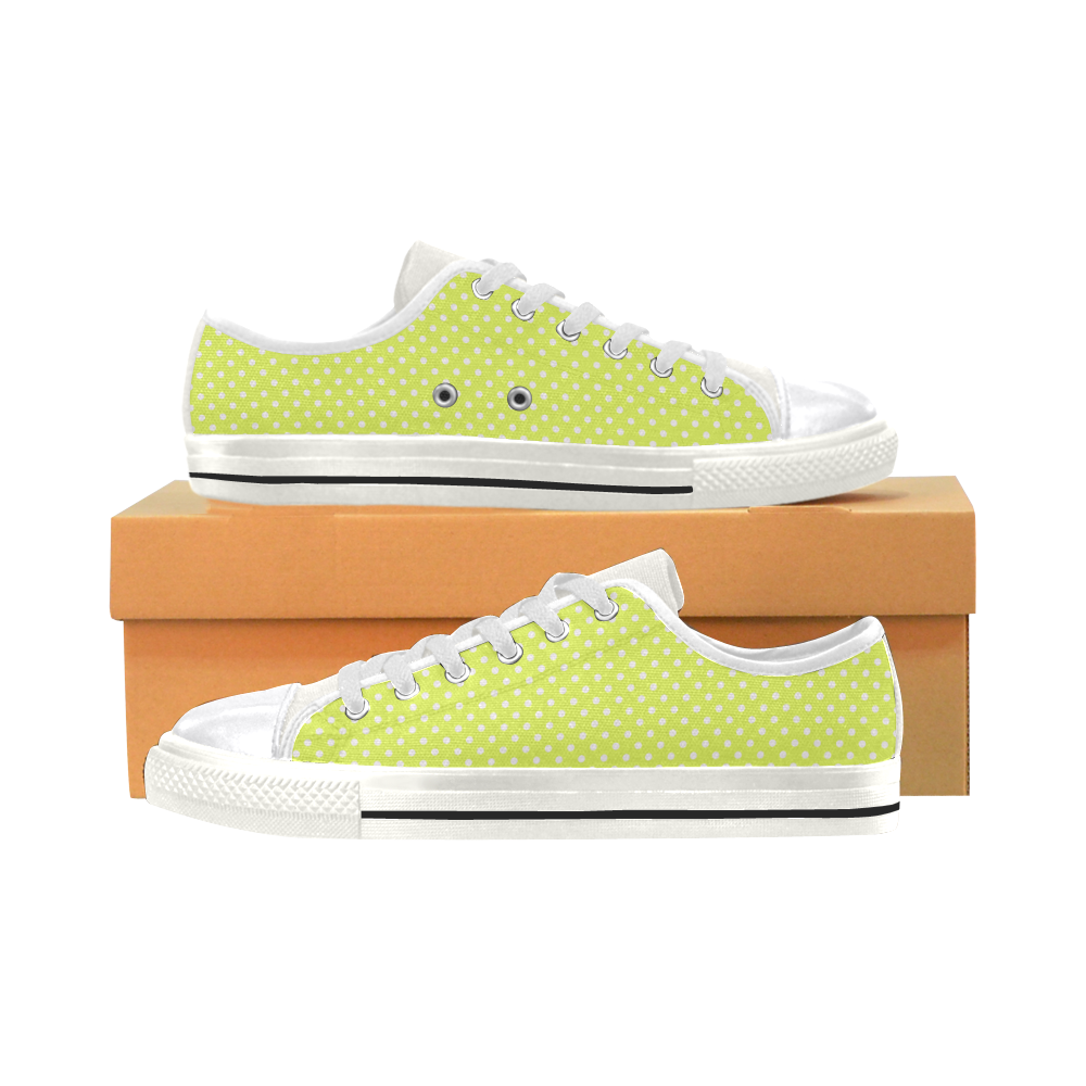 Yellow polka dots Canvas Women's Shoes/Large Size (Model 018)