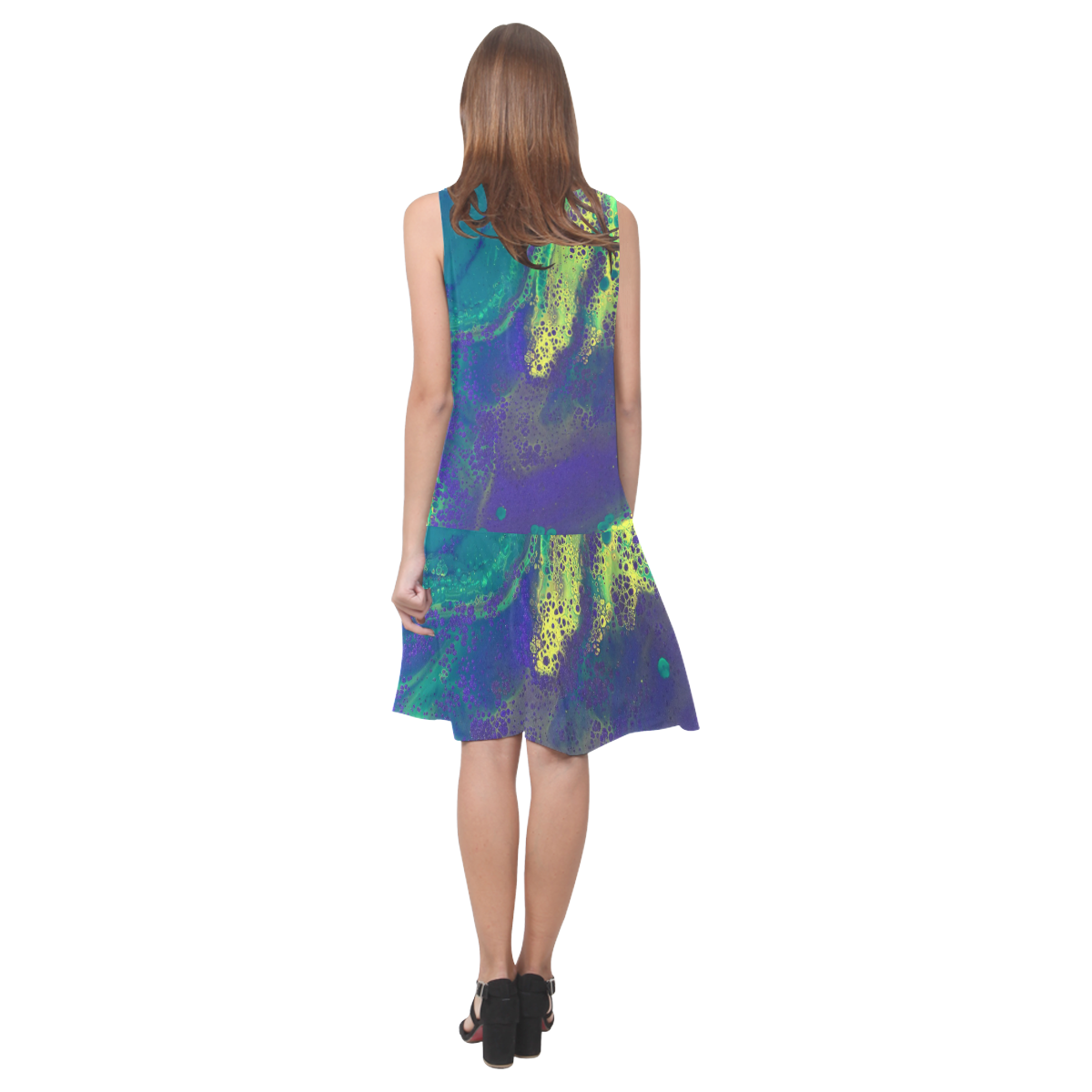 Love Mardi Gras Sleeveless Splicing Shift Dress(Model D17)
