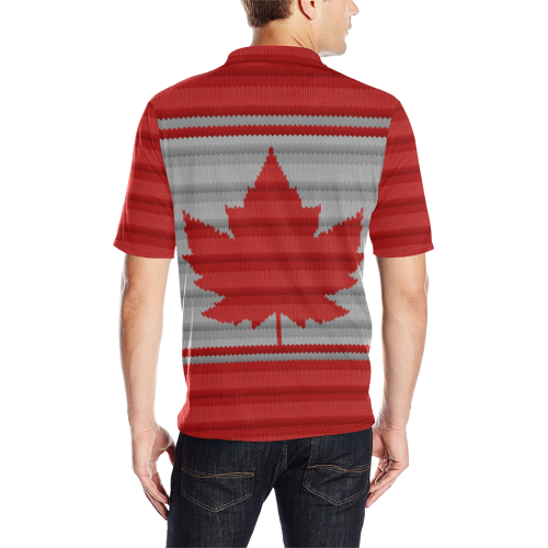 Canada Polo Shirts Woolly Winter Print Men's All Over Print Polo Shirt (Model T55)