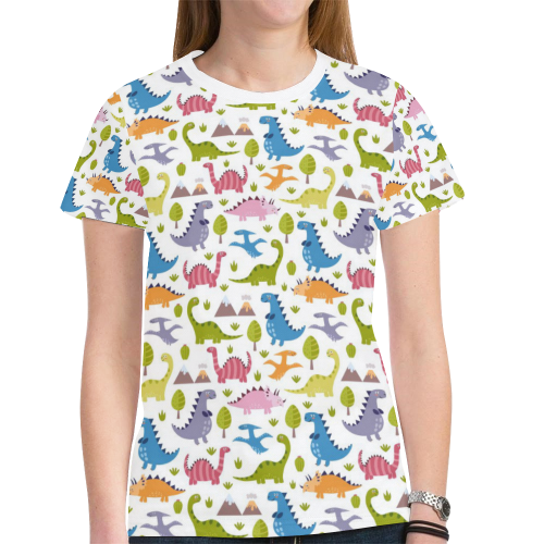 Dinosaur Pattern New All Over Print T-shirt for Women (Model T45)