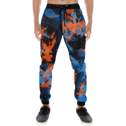 Blue and Orange Graffiti Abstract Men's All Over Print Sweatpants (Model L11)