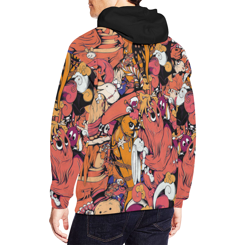Bizarre Monster Collage All Over Print Hoodie for Men (USA Size) (Model H13)