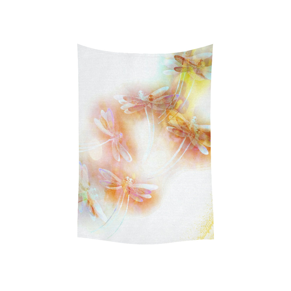 Watercolor dragonflies Cotton Linen Wall Tapestry 40"x 60"