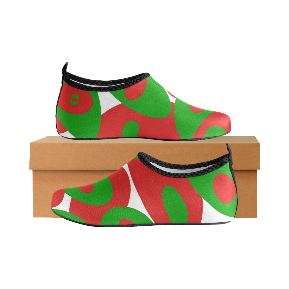 Red and Green Orbs Kids' Slip-On Water Shoes (Model 056)