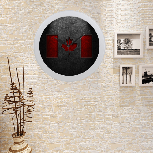 Canadian Flag Stone Texture Circular Plastic Wall clock