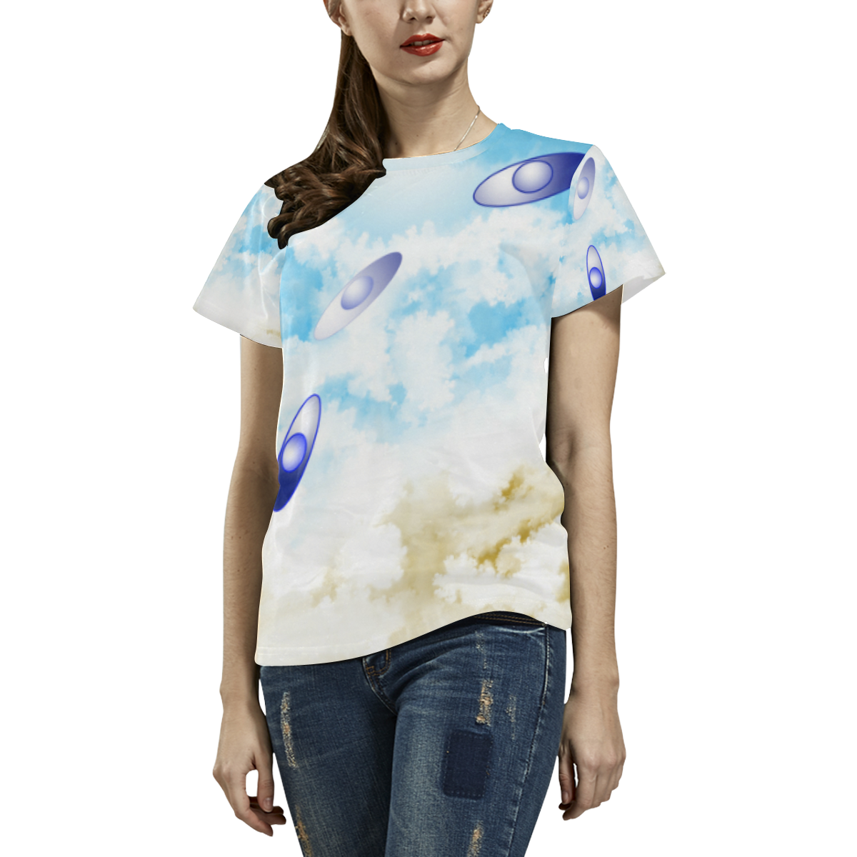 Love Blue All Over Print T-Shirt for Women (USA Size) (Model T40)