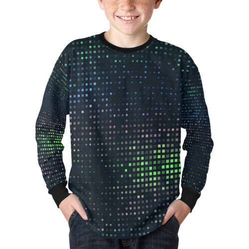 Prismic Rainbow Kids' Rib Cuff Long Sleeve T-shirt (Model T64)
