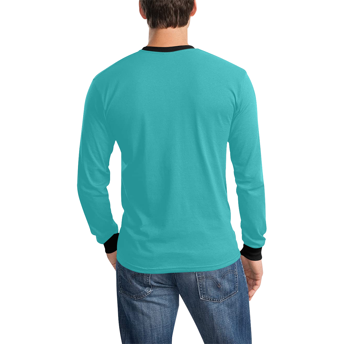 Whoareyou? Blue-Green Men's All Over Print Long Sleeve T-shirt (Model T51)