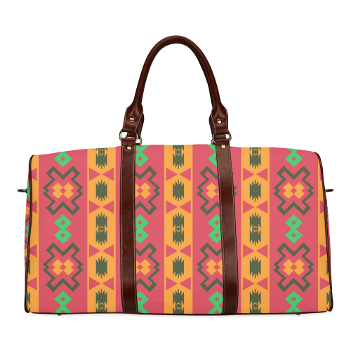 Tribal shapes in retro colors (2) Waterproof Travel Bag/Small (Model 1639)