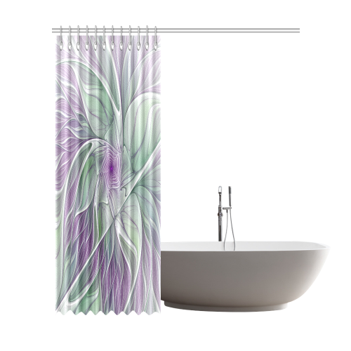 Flower Dream Abstract Purple Sea Green Floral Fractal Art Shower Curtain 72"x84"