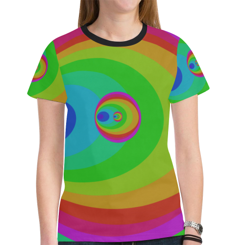 Psy rainbow oval New All Over Print T-shirt for Women (Model T45)