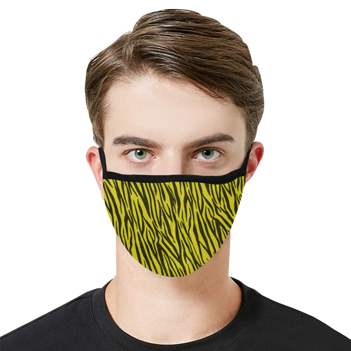 Yellow Zebra Stripes Face Mask Mouth Mask in One Piece (Model M02)