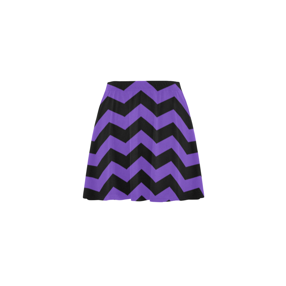 Chevrons Black & Purple Mini Skating Skirt (Model D36)