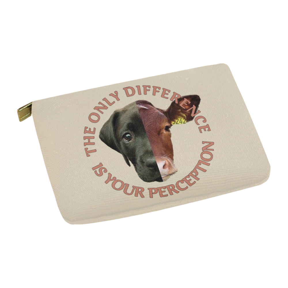 Vegan Cow and Dog Design with Slogan Carry-All Pouch 12.5''x8.5''